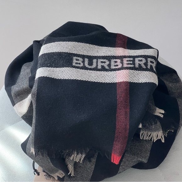 Burberry Gauze Stripe Scarf in Black - Picture 9 of 9